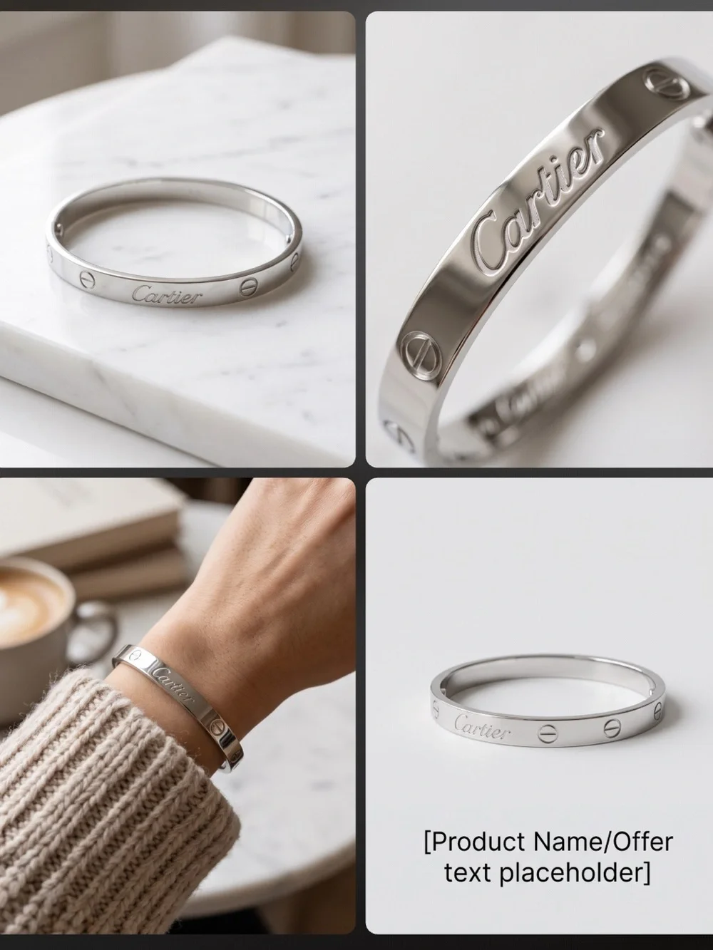Silver Bangle Bracelet with Screw Motif